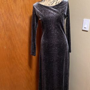 Lapis Black and Grey Stretch Velvet Dress Size Medium